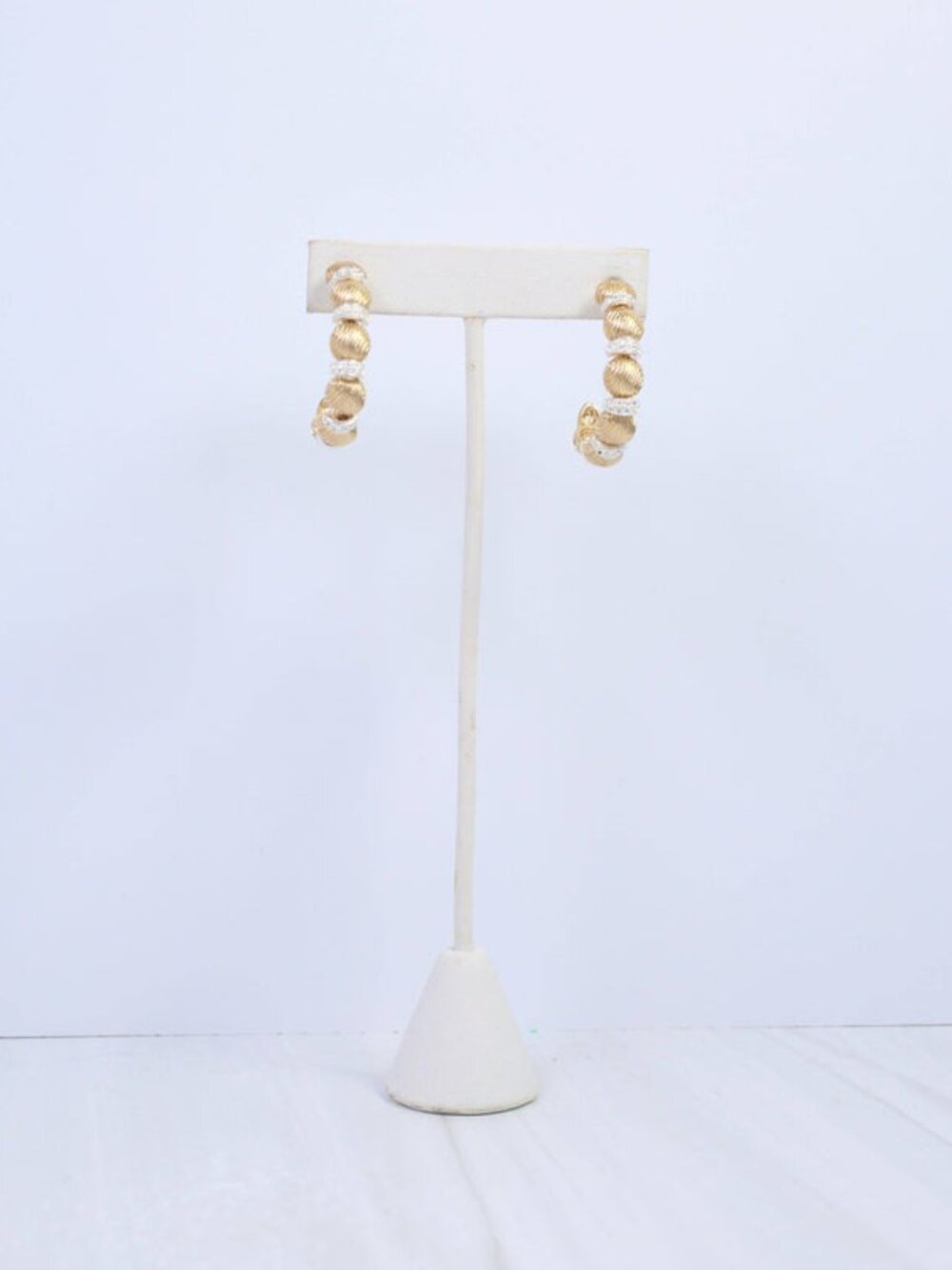 Caroline Hill Worn Gold Anvi Textured Hoop Earring